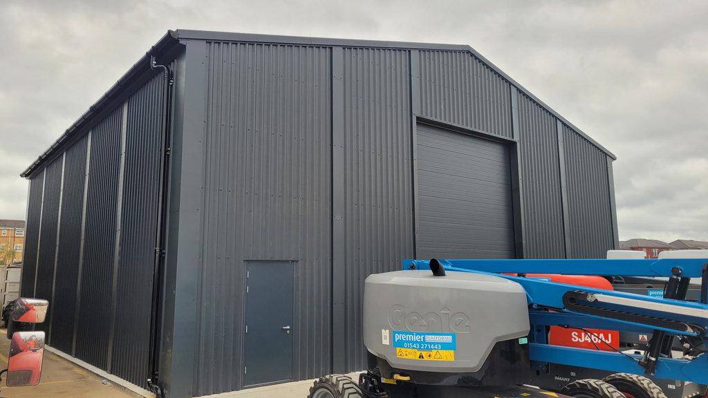 External shot of B & T Plant Hire plant storage building.